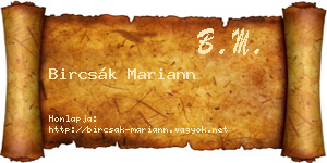 Bircsák Mariann névjegykártya